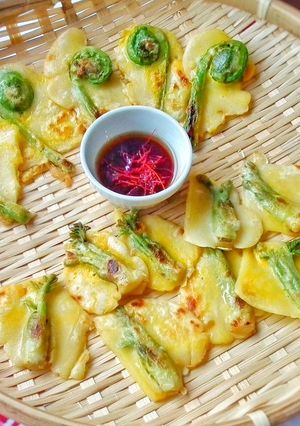 春♪こごみとたらの芽のチヂミ(ジョン)-レシピのメイン写真