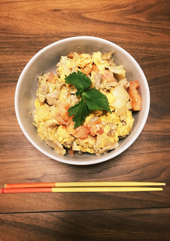 豚肉とトマトと卵のオイスターふた葉丼-レシピのメイン写真