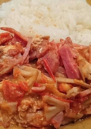 トマトと卵と焼豚の炒め物でワンディッシュ-レシピのメイン写真