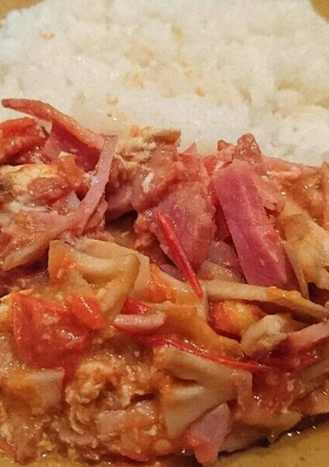 トマトと卵と焼豚の炒め物でワンディッシュ-レシピのメイン写真