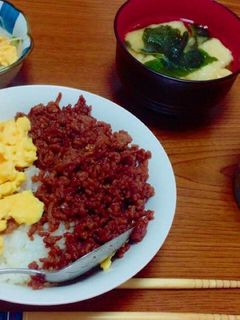 合挽き肉でのそぼろ丼-レシピのメイン写真