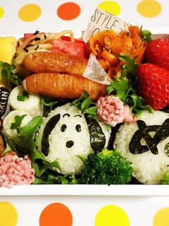 戌年弁当♡スヌーピーキャラ弁♡おにぎり♡-レシピのメイン写真