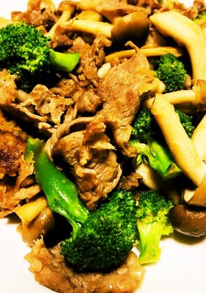 牛肉とじめじのおろし生姜ポン酢炒め-レシピのメイン写真