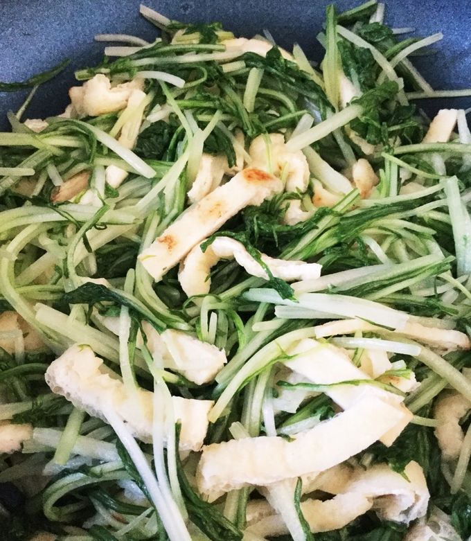 水菜と油揚げの焼き浸し、水分ほぼナシ by mikimisa 【クックパッド