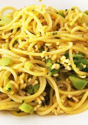 かぼちゃの煮物とブロッコリーのパスタ-レシピのメイン写真