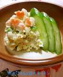 残り野菜とシーチキンと大豆のサラダ