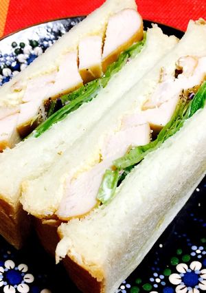 手抜きランチ♡サラダチキンサンドイッチ♡-レシピのメイン写真