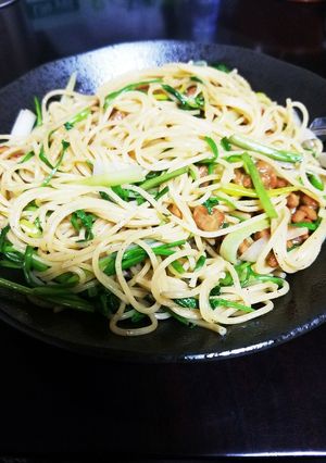 せりと納豆パスタ-レシピのメイン写真