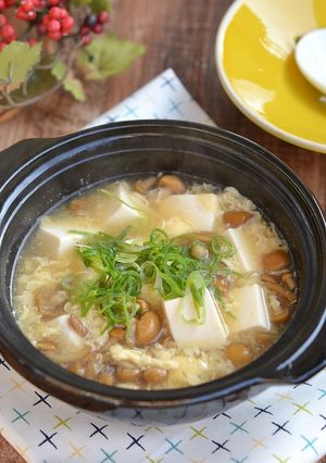 豆腐となめこのかきたまスープ煮込み-レシピのメイン写真