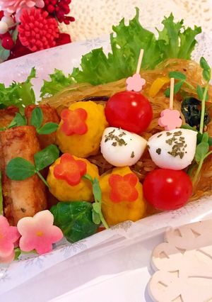 春待ちお花のチャプチェ弁当-レシピのメイン写真