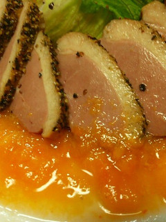 鴨の燻製柿ソースで-レシピのメイン写真