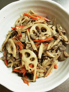 根菜と豚肉のマヨ金平-レシピのメイン写真