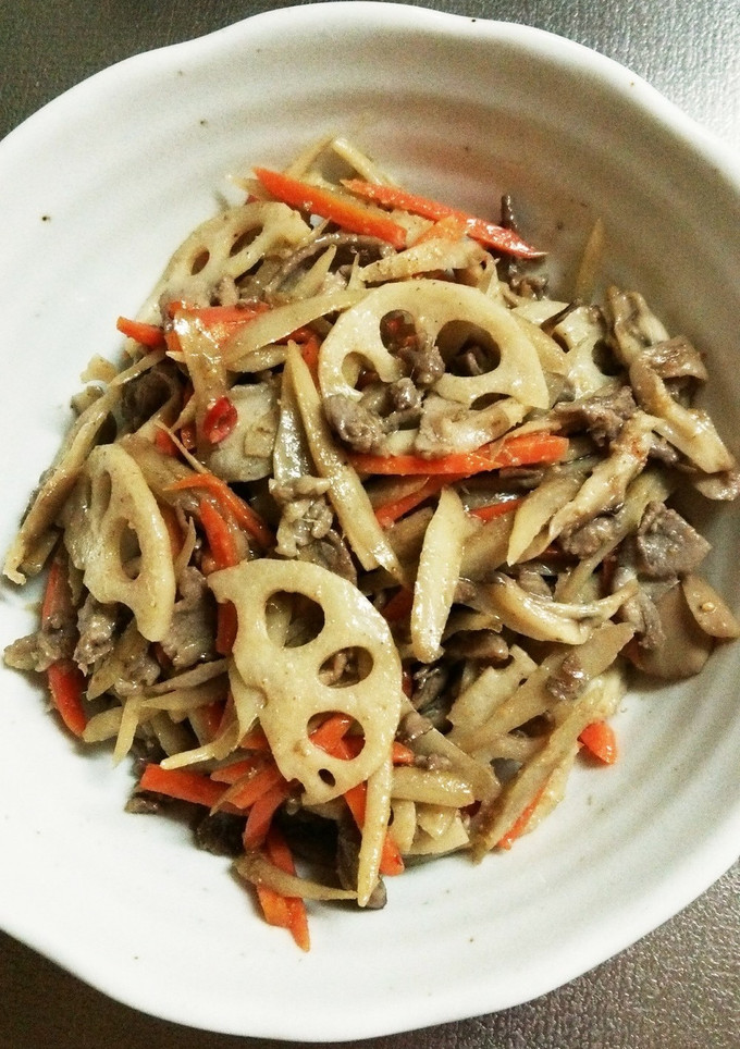 根菜と豚肉のマヨ金平-レシピのメイン写真