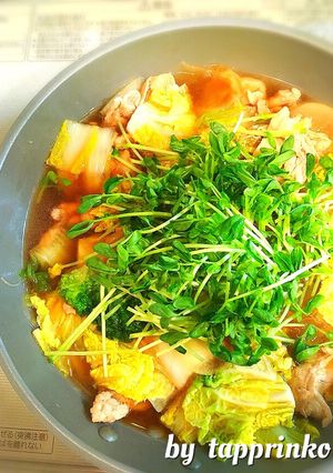 白菜&豆苗の【平日鍋】☆豚こま簡単メイン-レシピのメイン写真