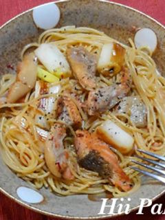 サーモンハラスと白ネギの和風パスタ-レシピのメイン写真