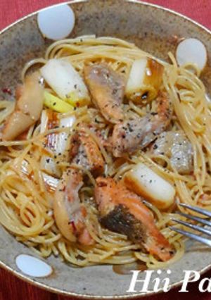 サーモンハラスと白ネギの和風パスタ-レシピのメイン写真