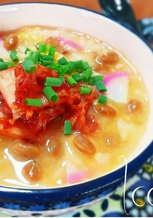 発酵食品で腸活♪納豆チーズ雑炊+キムチ-レシピのメイン写真