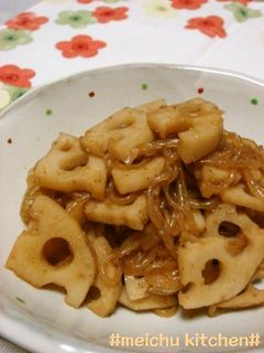 れんこんとしらたきのピリ辛炒め煮♪-レシピのメイン写真