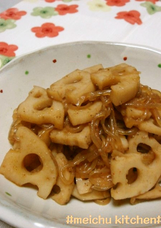 れんこんとしらたきのピリ辛炒め煮♪-レシピのメイン写真
