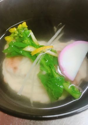 焼いた胡麻豆腐と菜ばなのお吸い物-レシピのメイン写真