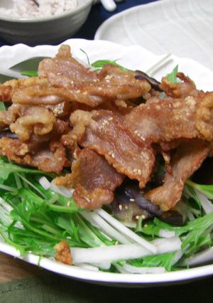 カリカリ豚の水菜サラダ-レシピのメイン写真