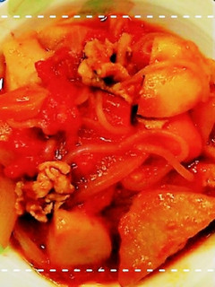 トマト缶で！大根とじゃがいものトマト煮-レシピのメイン写真