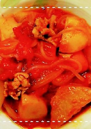 トマト缶で！大根とじゃがいものトマト煮-レシピのメイン写真