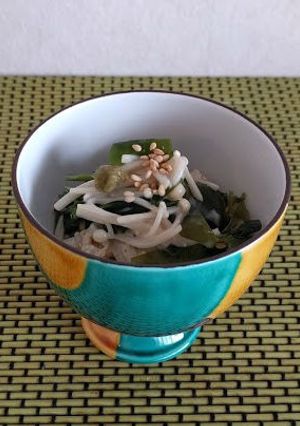 【ヘルシー】鳴門わかめとえのきの和え物-レシピのメイン写真