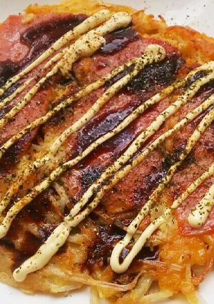正月の餅でモヤシの餅チーズお好み焼き！-レシピのメイン写真