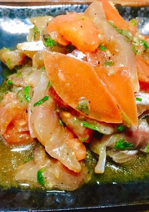 鯵とトマトの和風オイル和え大葉風味-レシピのメイン写真