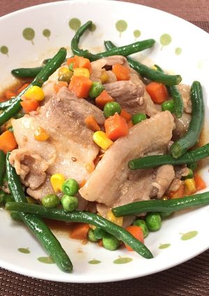 簡単!豚バラとインゲンの焼肉!(^^)!-レシピのメイン写真