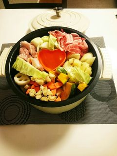 土鍋で簡単蒸し野菜と鶏豚肉-レシピのメイン写真