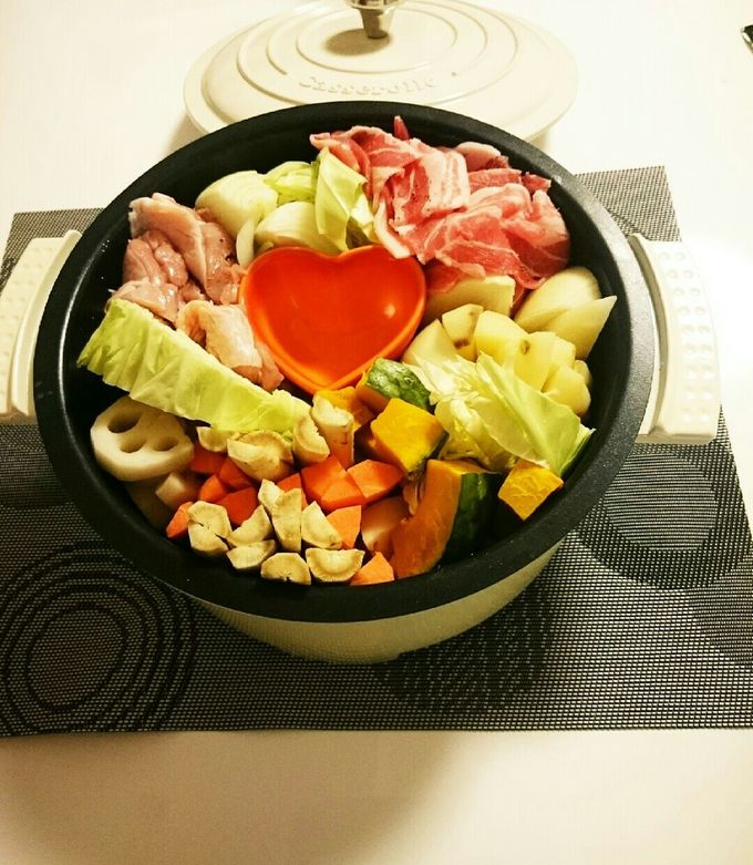 土鍋で簡単蒸し野菜と鶏豚肉-レシピのメイン写真