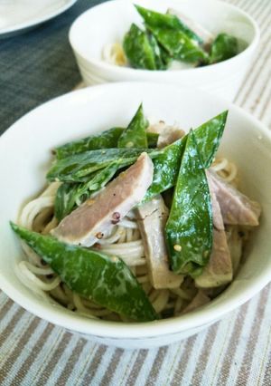 ハムとキヌサヤのそうめんサラダ-レシピのメイン写真