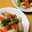 青梗菜と豚肉の粒マスタード炒め