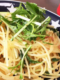 水菜の白だし梅パスタ-レシピのメイン写真