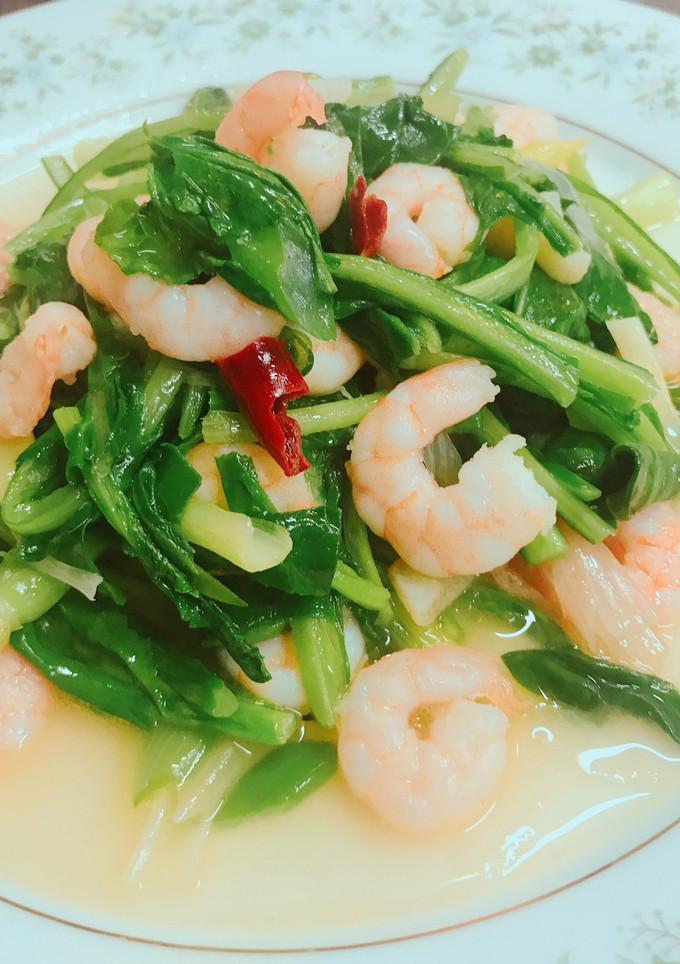 小えびと 青菜のにんにく炒め-レシピのメイン写真