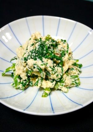 簡単！焼き豆腐で水切り不要☆春菊の白和え-レシピのメイン写真