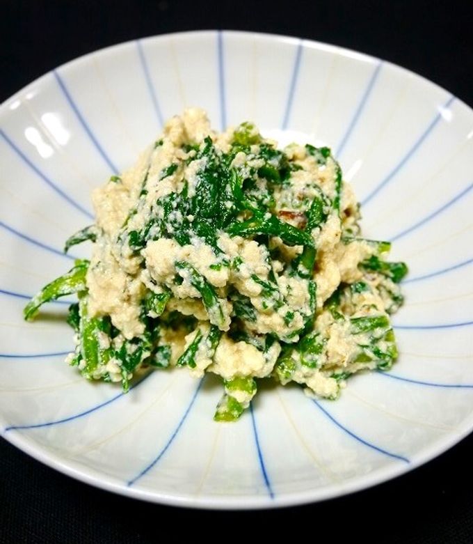 簡単！焼き豆腐で水切り不要☆春菊の白和え-レシピのメイン写真