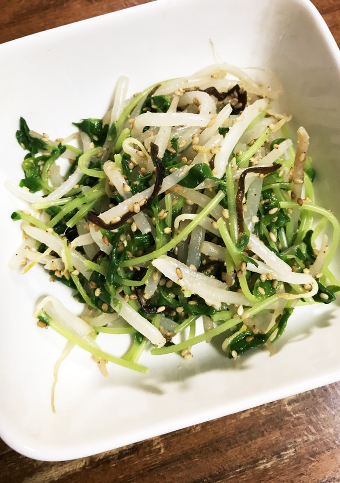 簡単すぎ！豆苗ともやしの塩昆布和え-レシピのメイン写真