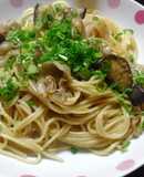 帆立のﾋﾓと茄子のｽﾊﾟｹﾞﾃｨ