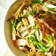 せりと舞茸ごぼうの和風パスタ