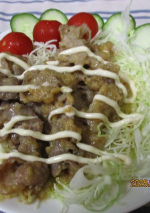 豚こま肉の甘辛味噌焼きマヨ和え😋♪-レシピのメイン写真