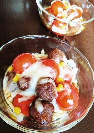 ミートボールとトマトのオーブン焼き♪-レシピのメイン写真