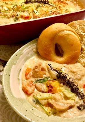 蓮根ホワイトソースの冬野菜熱々グラタン-レシピのメイン写真