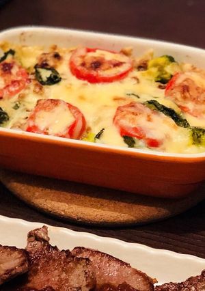 タコミートとトマトとバジルのオーブン焼き-レシピのメイン写真