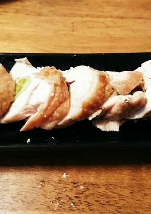 低温調理の鳥むね肉のネギ巻きすき焼き風-レシピのメイン写真