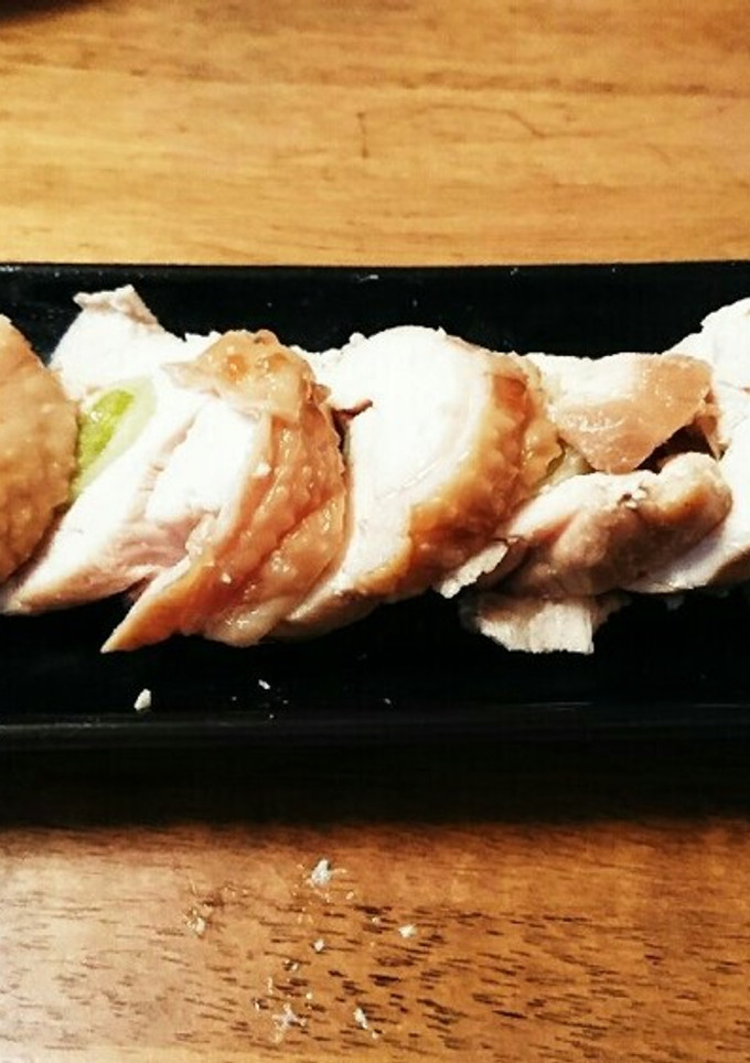 低温調理の鳥むね肉のネギ巻きすき焼き風-レシピのメイン写真