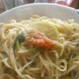 カップスープの素で♪明太クリームパスタ