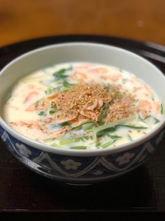 優しいお味!桜エビと水菜の豆乳うどん-レシピのメイン写真
